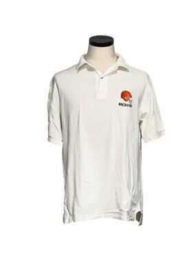 Cleveland Browns Hanes Activewear Polo Shirt White Embroidered Logo Adult Large